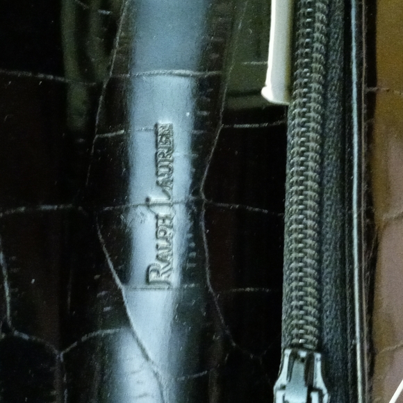 Vintage Polo Ralph Lauren croco embossed leather clutch/makeup bag - Picture 6 of 10